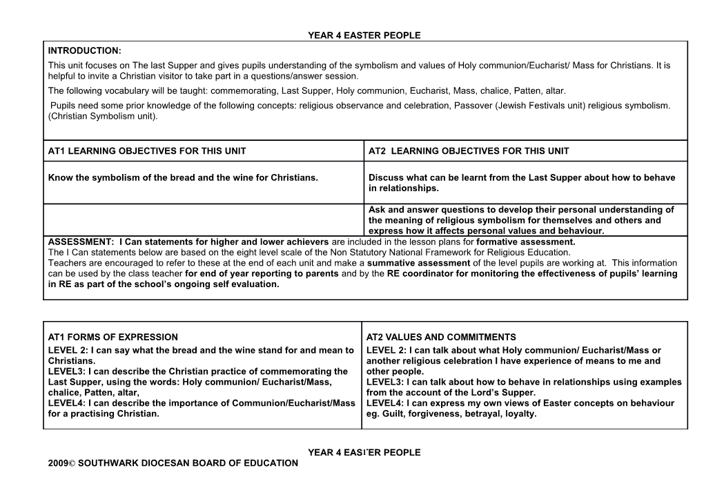 THIS UNIT Is an Introduction to Islam for Y1 Or Y2