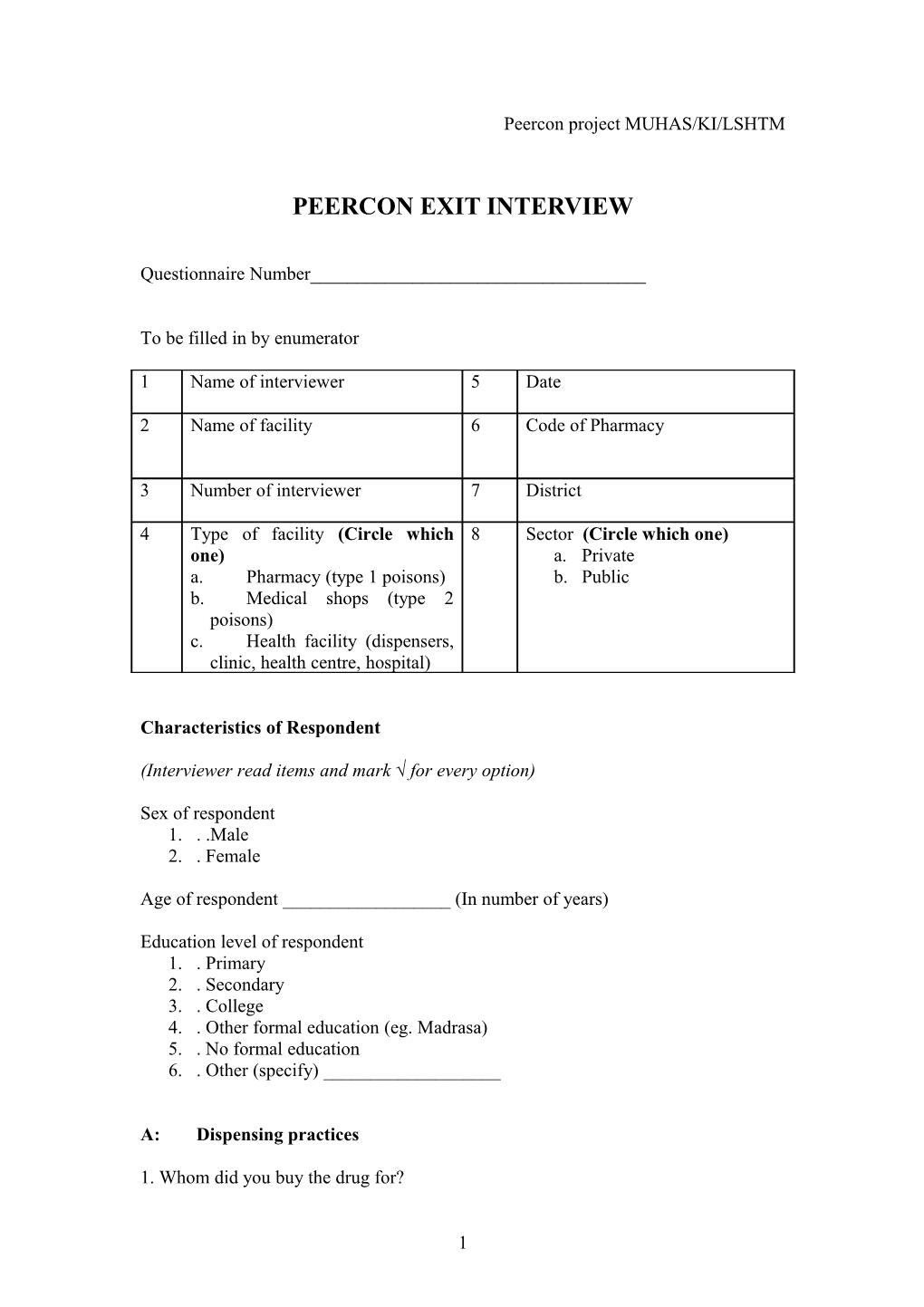 Consent Form for the Providers for Peercon (Tanzania)