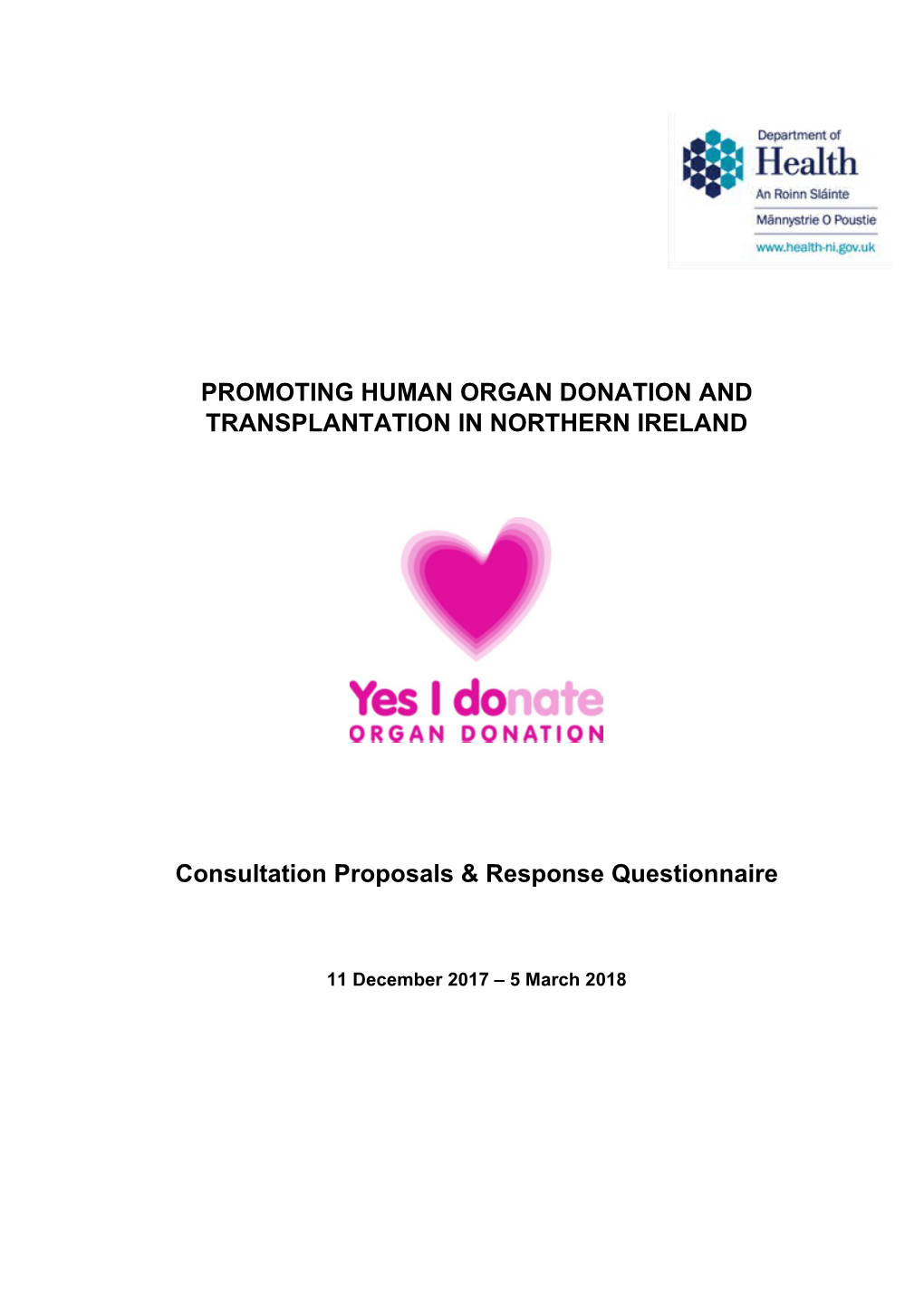 Consultation Proposals & Response Questionnaire