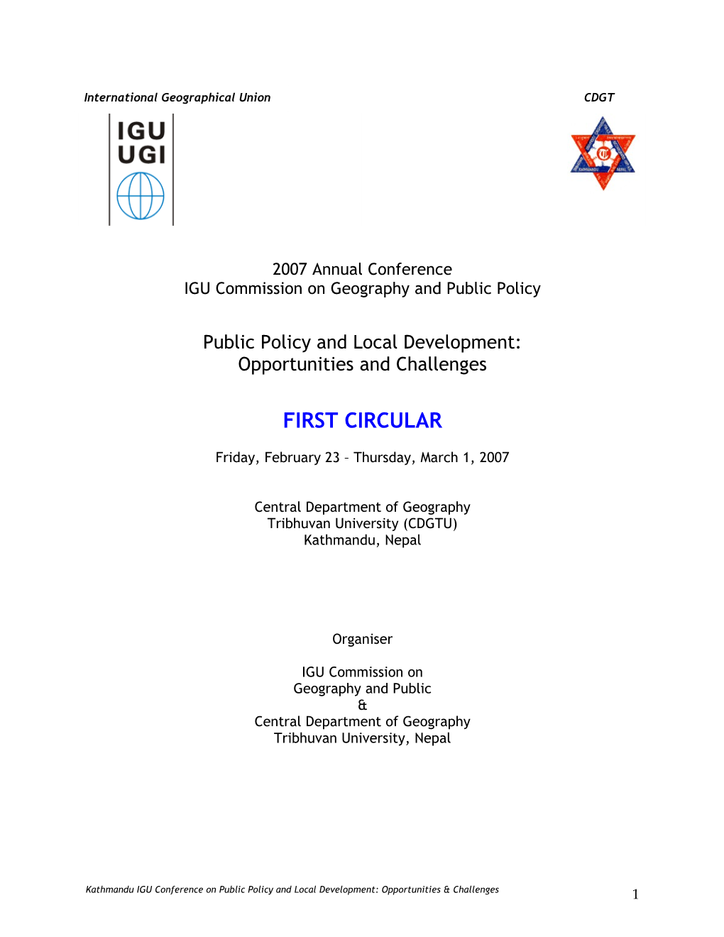 IGU Commission on Geography and Public Policy