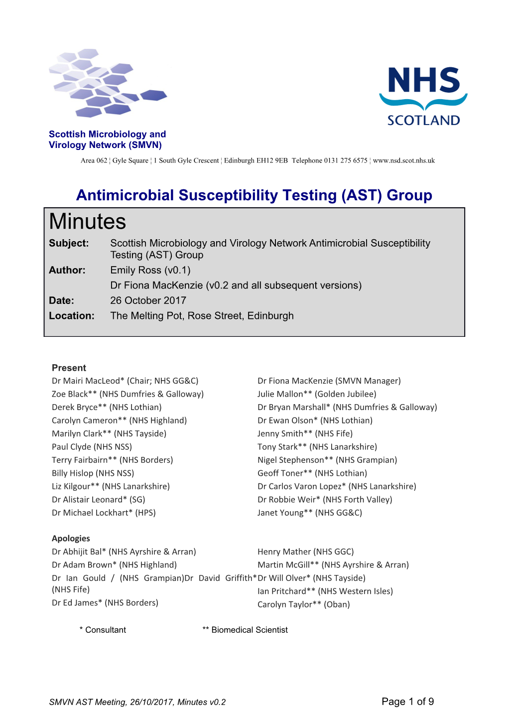 Antimicrobial Susceptibility Testing (AST) Group