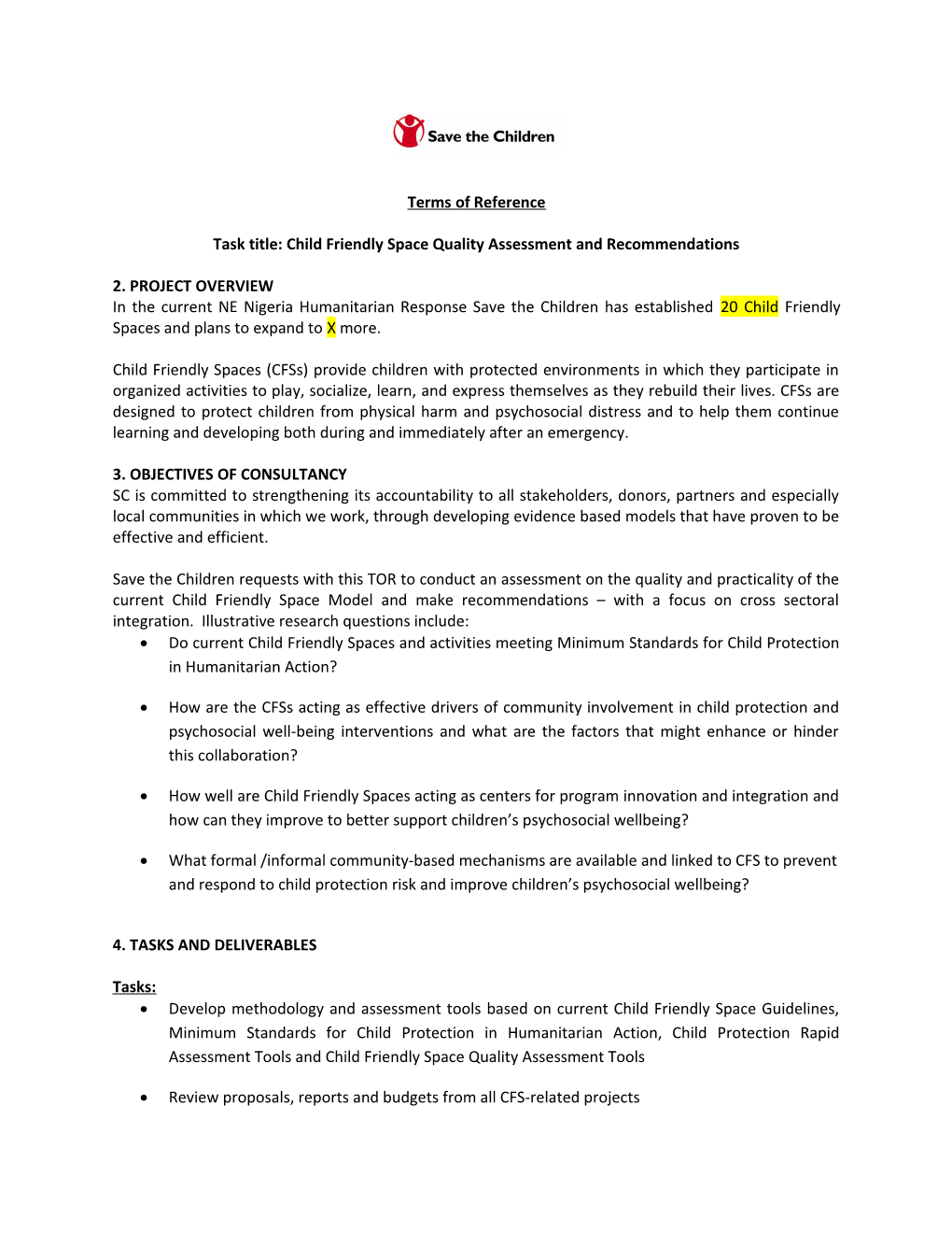 Task Title: Child Friendly Space Quality Assessment and Recommendations