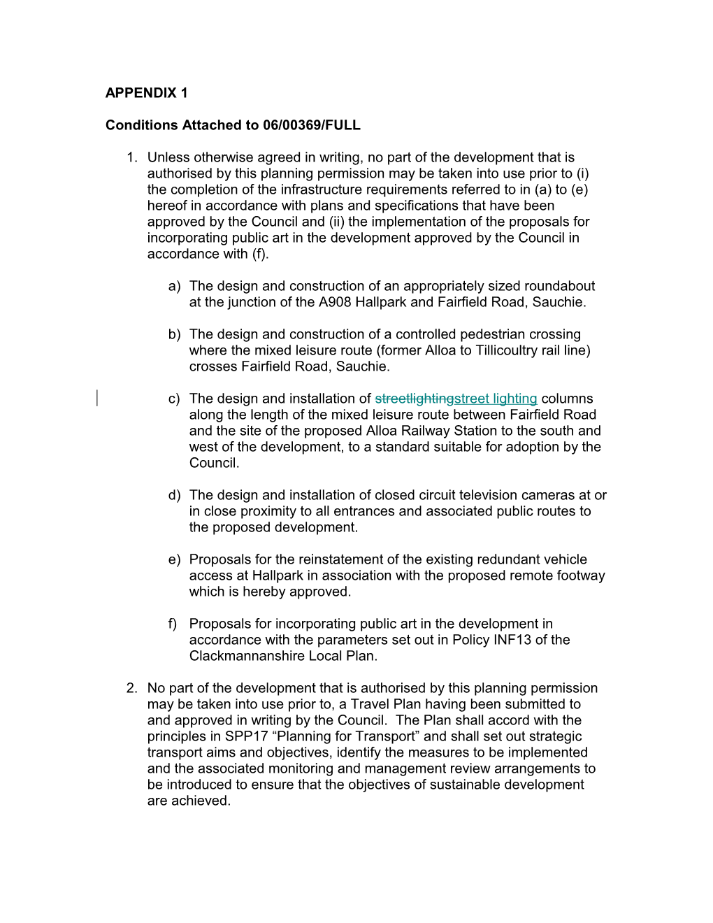 Appendix 1 to Former Sauchie Hospital