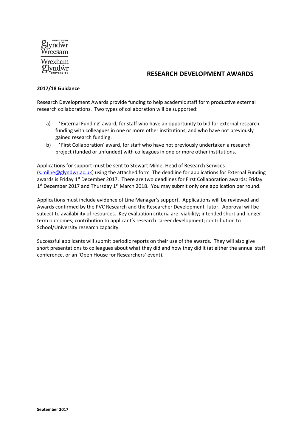 Research Development Awards