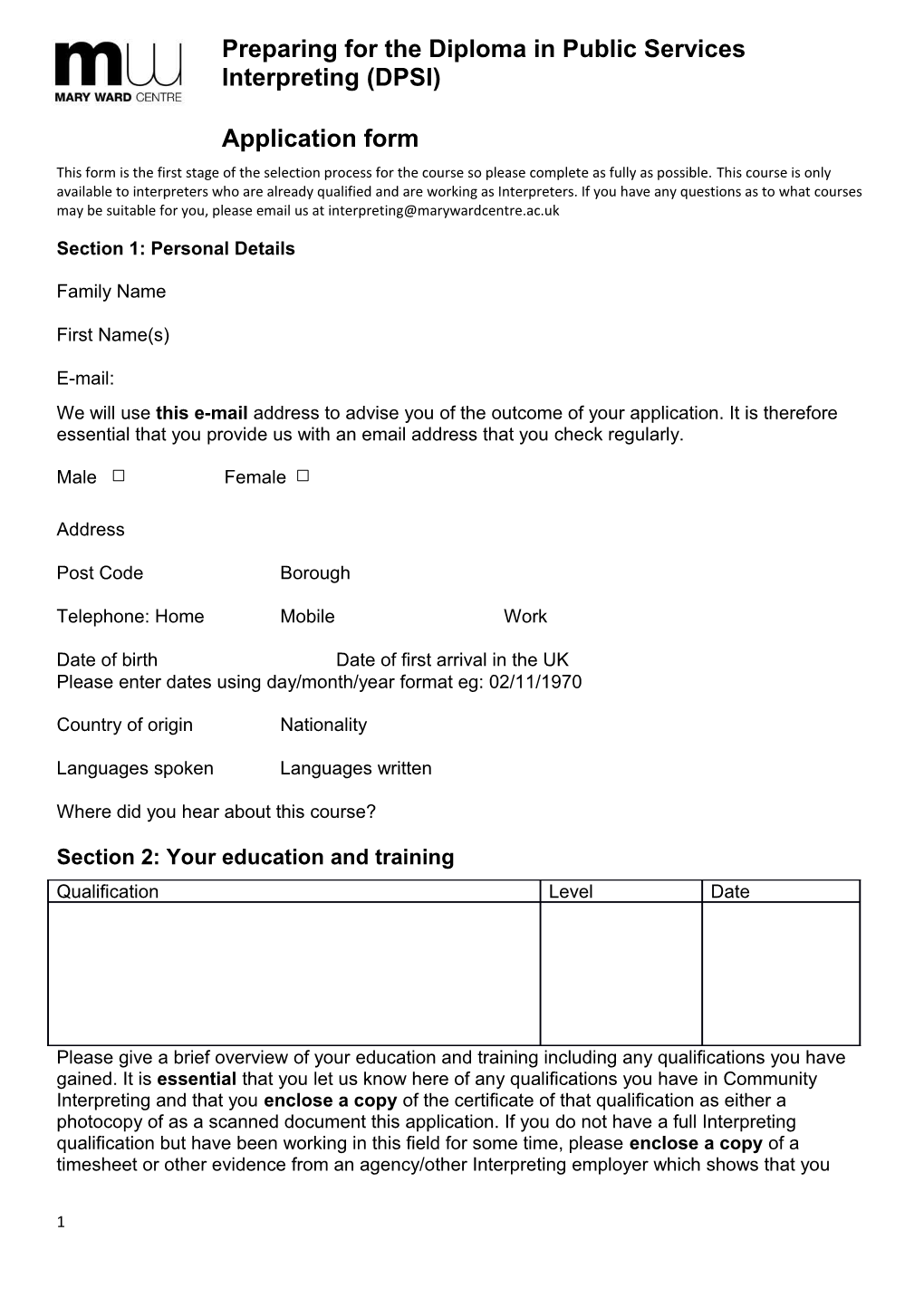 Application Form s90