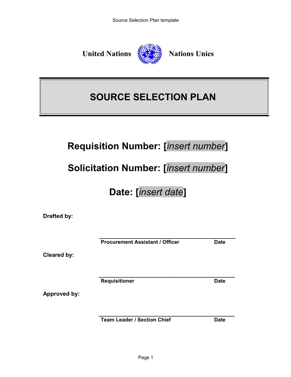 Source Selection Plan (Ssp)