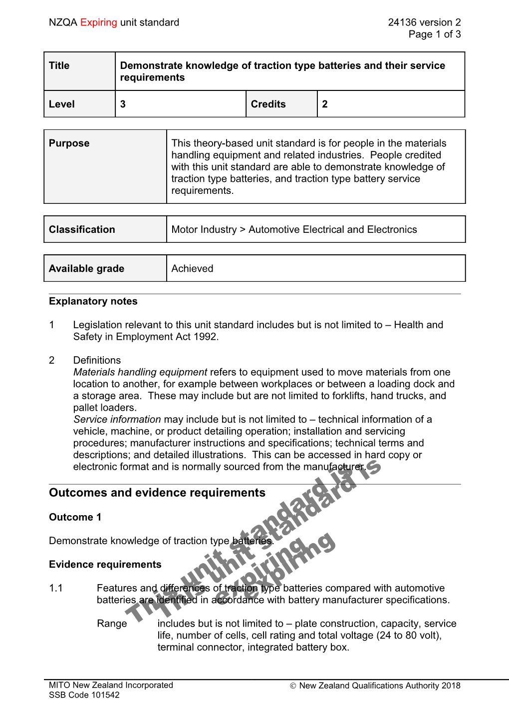 24136 Demonstrate Knowledge of Traction Type Batteries and Their Service Requirements