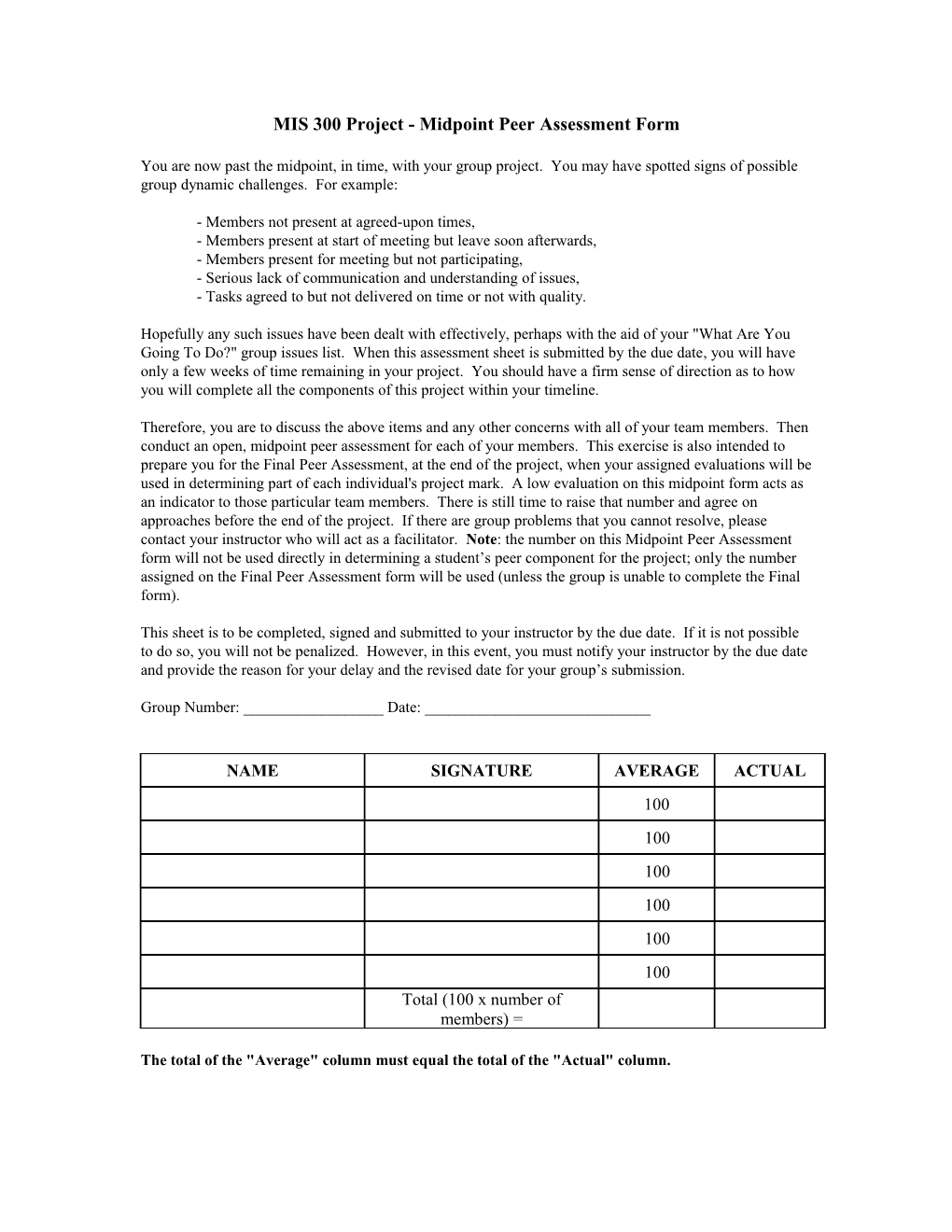 Midpoint Peer Assessment