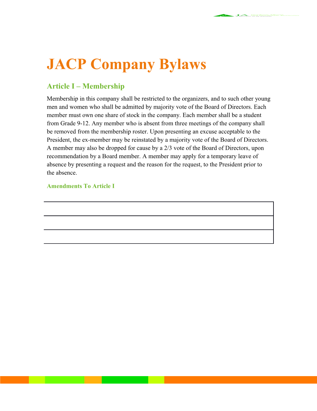 JACP Company Bylaws