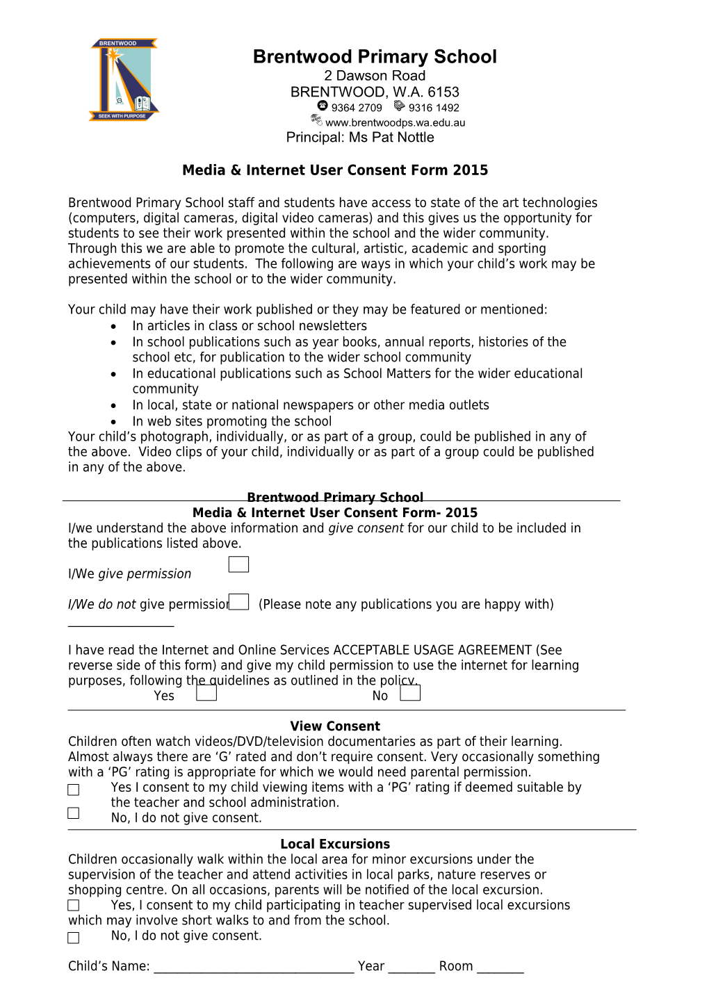 Media & Internet User Consent Form 2008