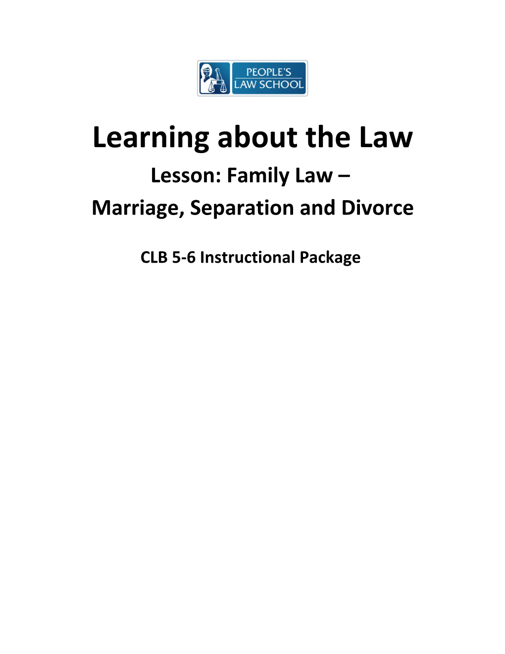 Lesson Plan: Marriage, Separation, and Divorce (CLB 5-6)