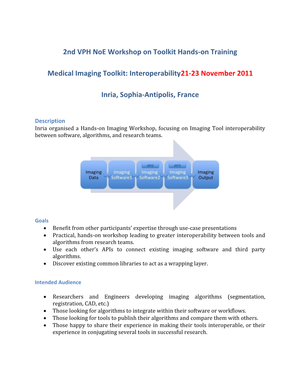 2Nd VPH Noe Workshop on Toolkit Hands-On Training