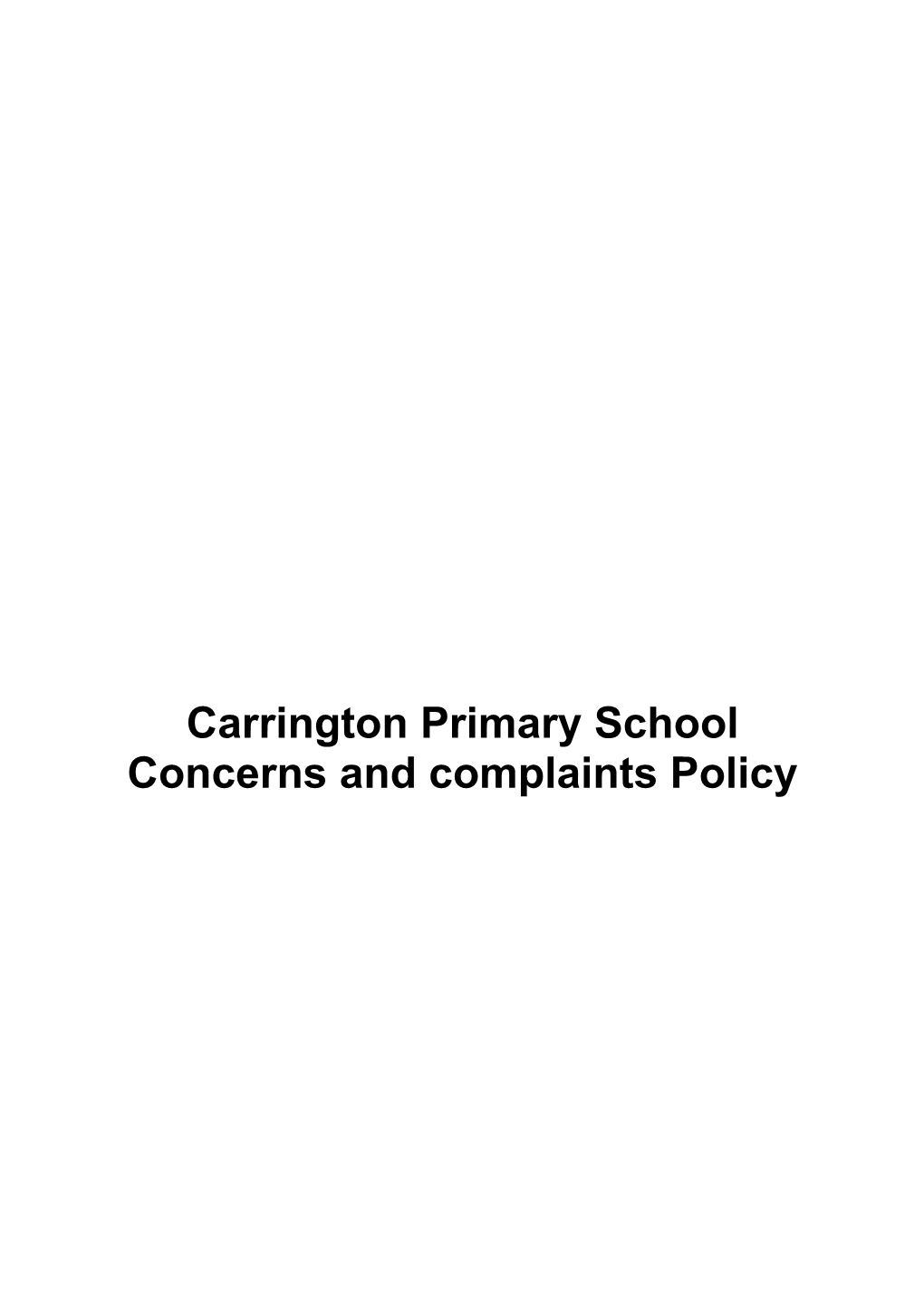 Concerns and Complaints Policy