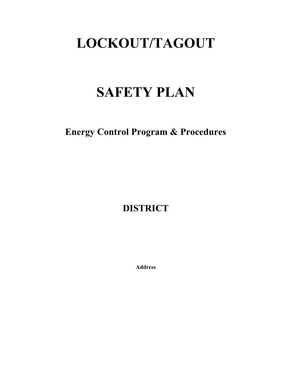 Energy Control Program & Procedures