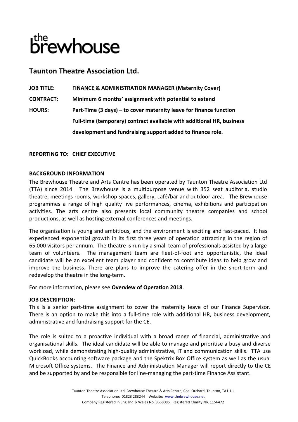 Taunton Theatre Association Ltd