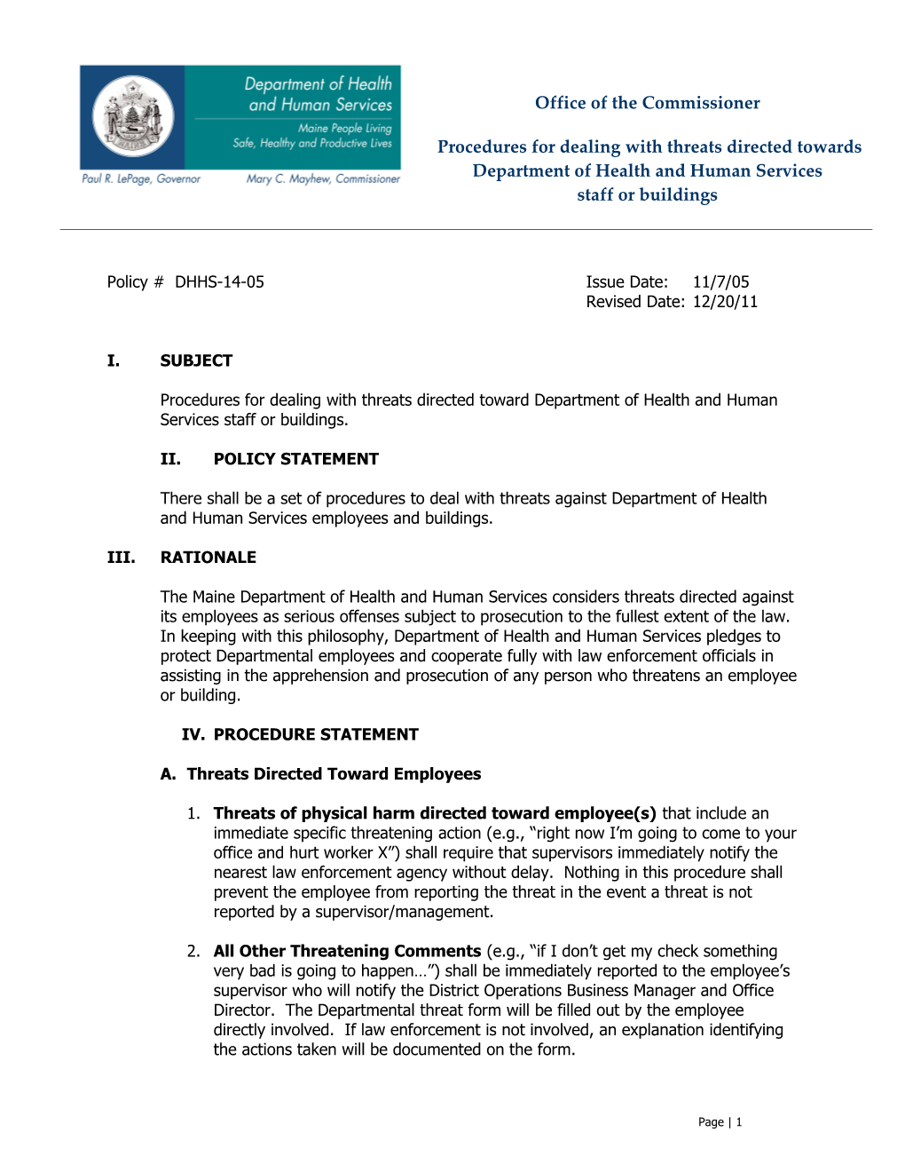 DHHS-14-05 Threat Policy Page 3
