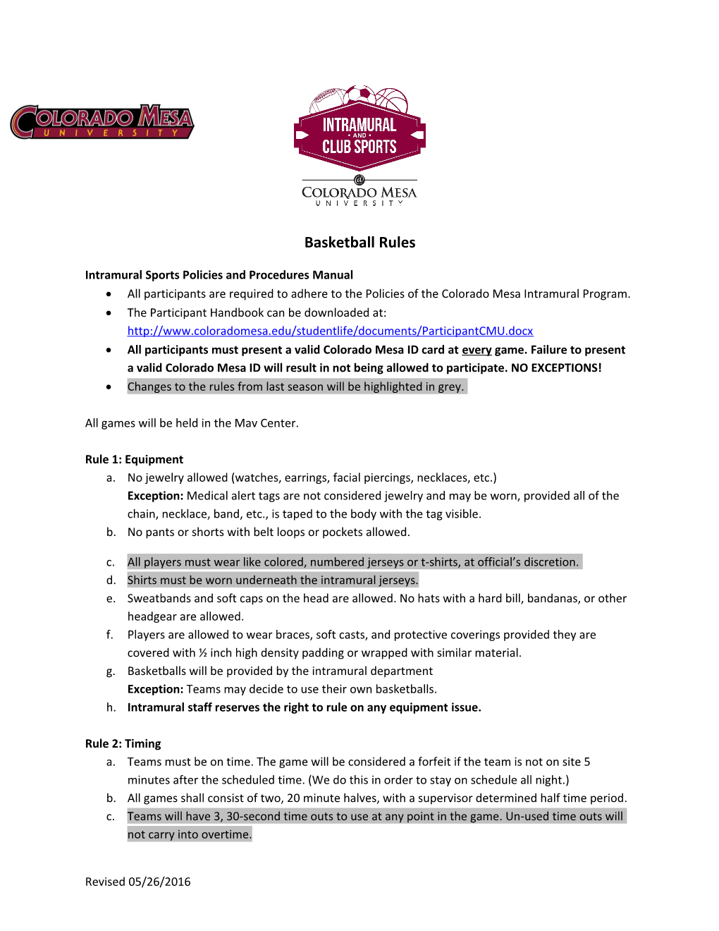Intramural Sports Policies and Procedures Manual