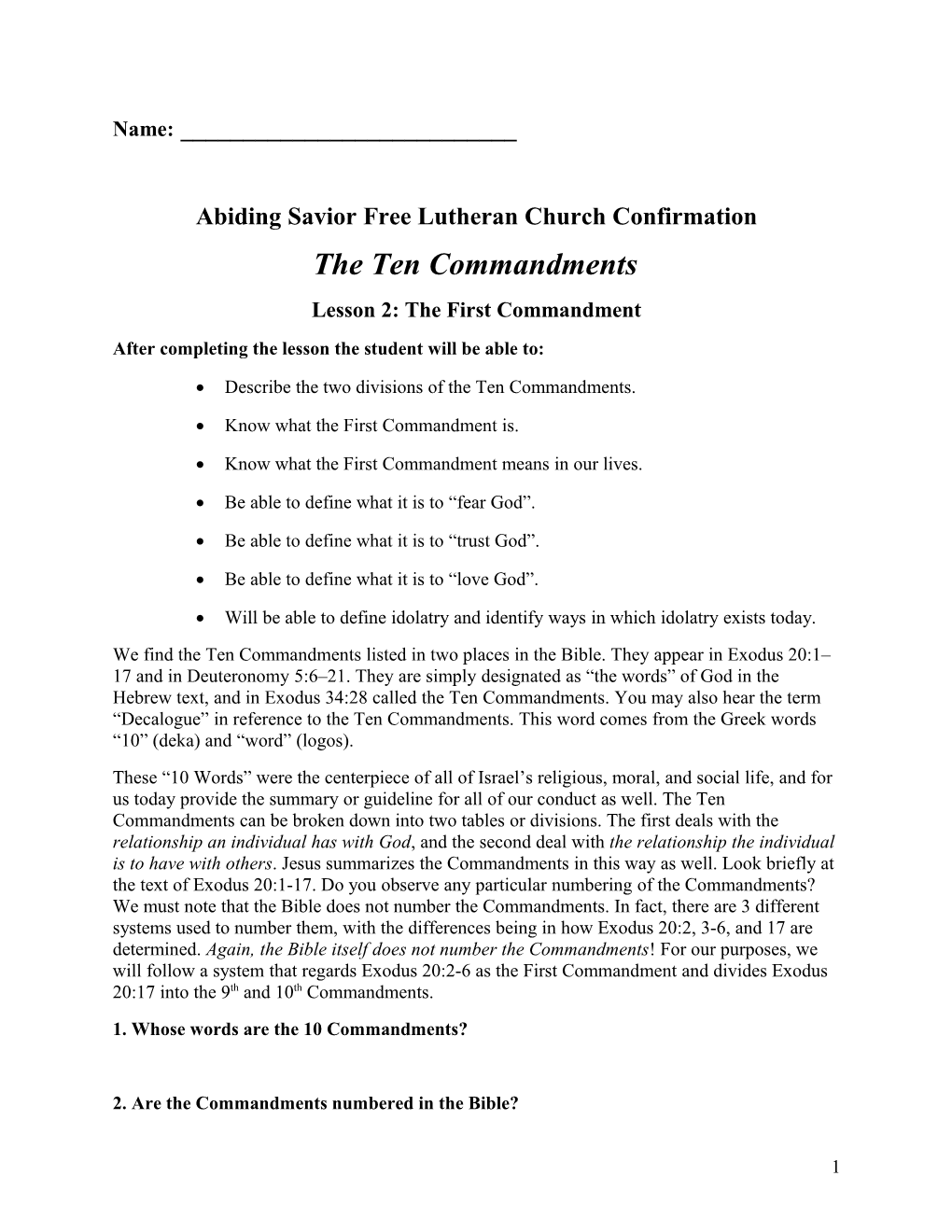 Abiding Savior Free Lutheran Confirmation