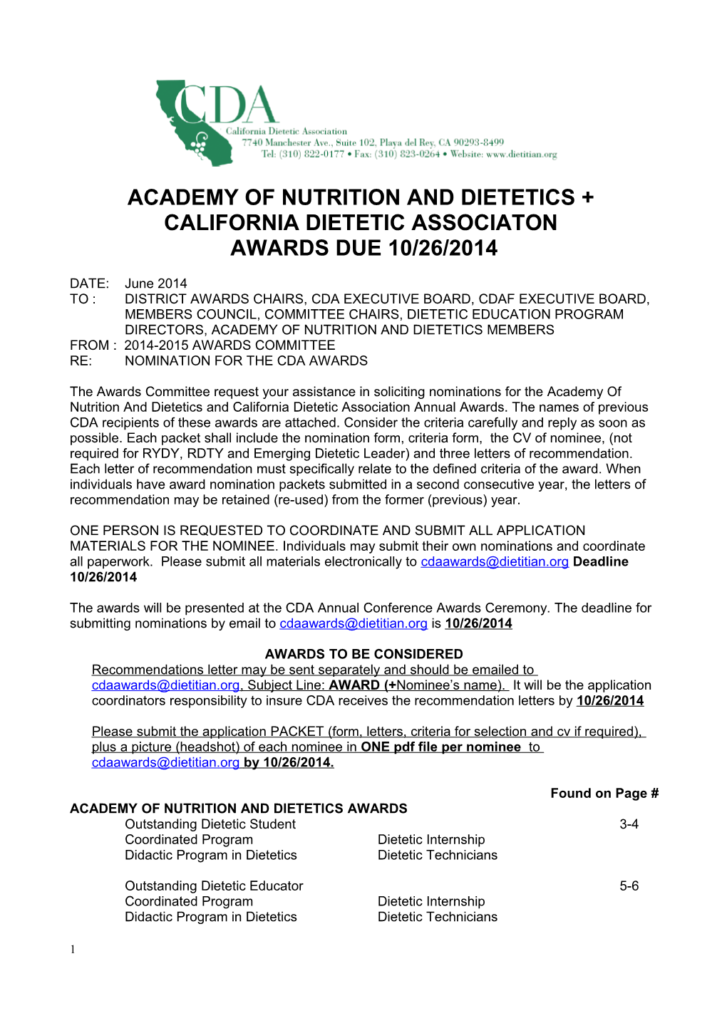 Academy of Nutrition and Dietetics +
