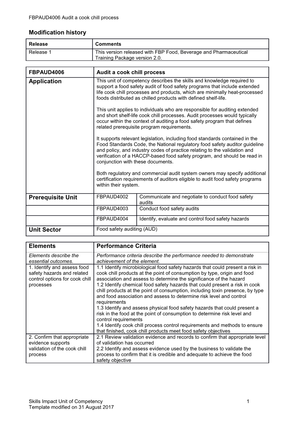 Skills Impact Unit of Competency Template s20