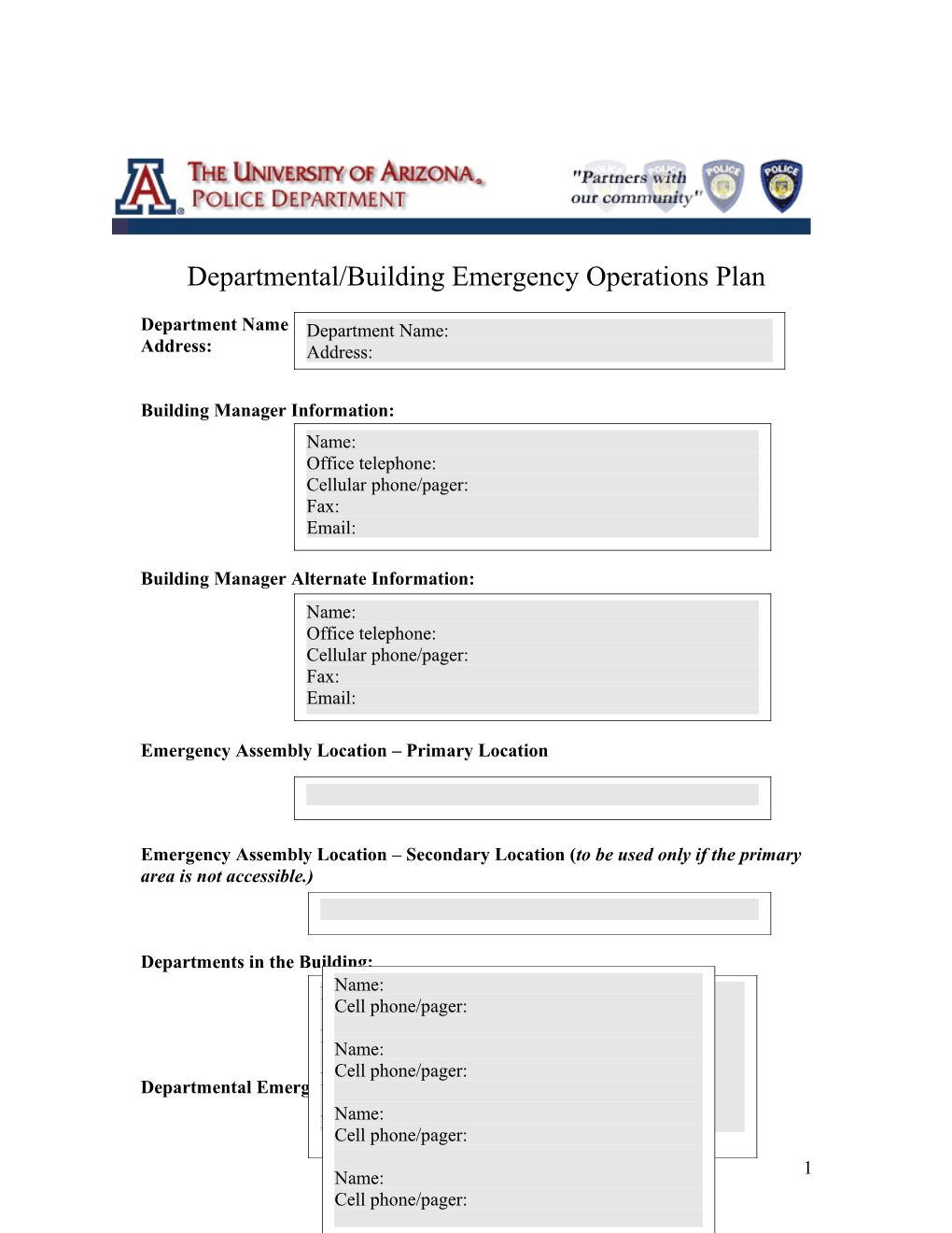 Departmental/Building Emergency Operations Plan