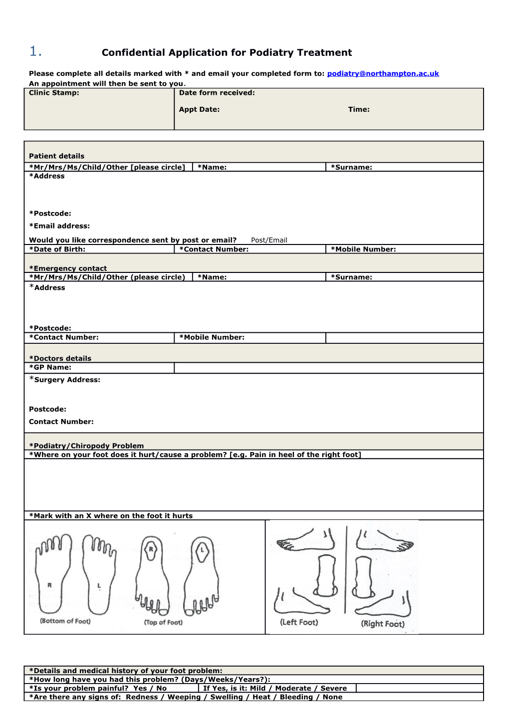 Podiatry - New Appointment Form