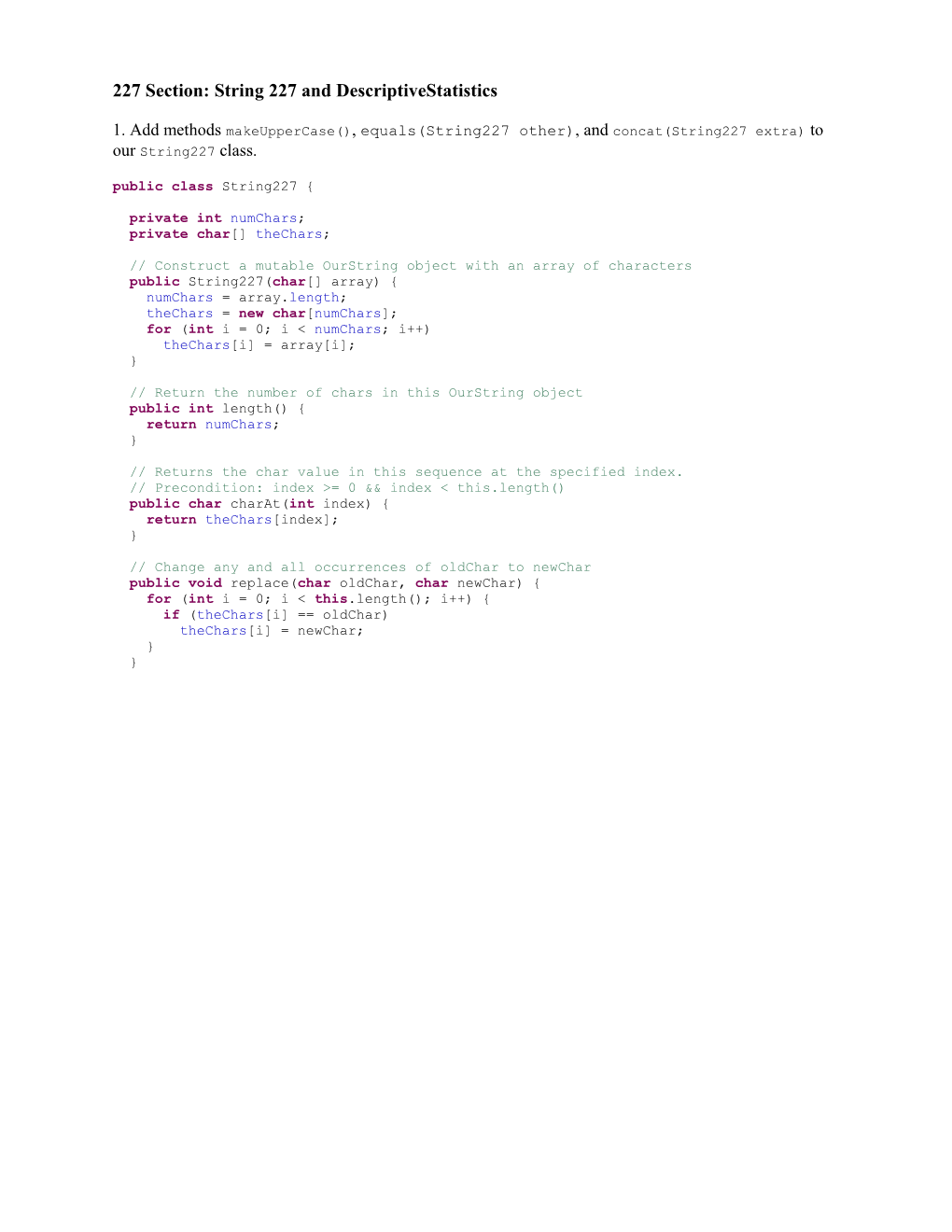 227 Section: String 227 and Descriptivestatistics