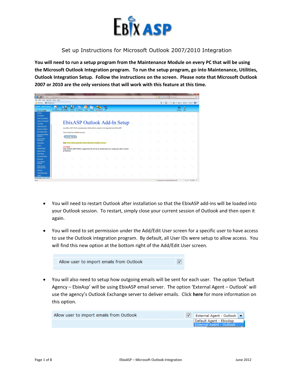 Set up Instructions for Microsoft Outlook 2007/2010 Integration