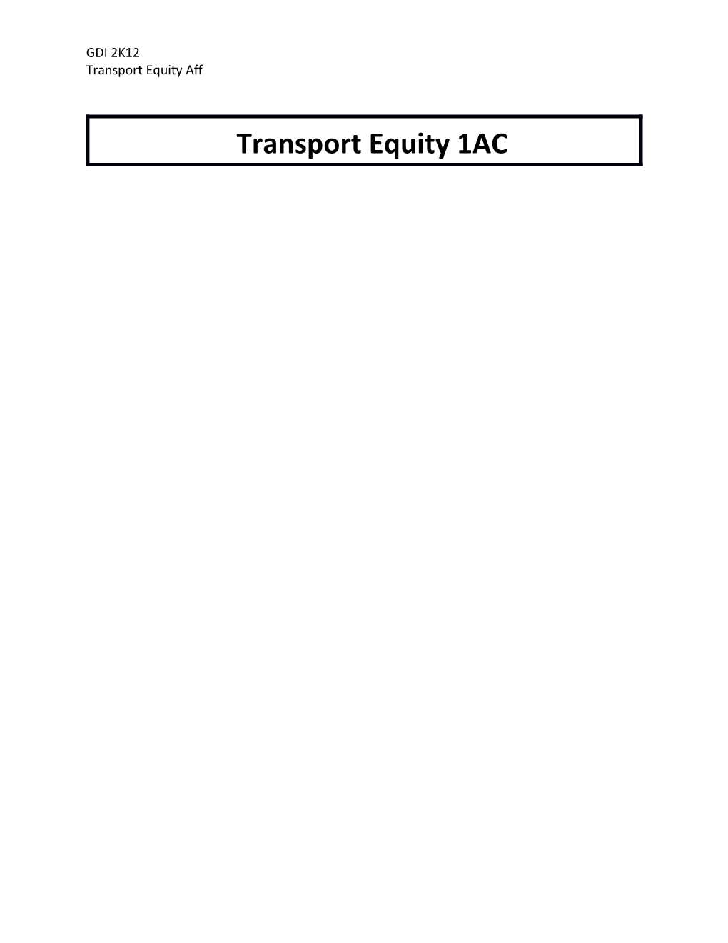 Transport Equity 1AC