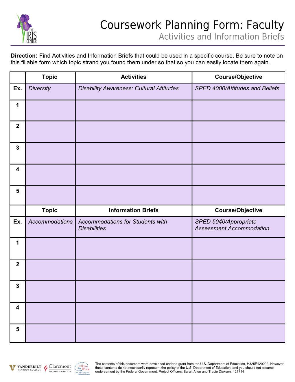 Direction: Find Activities and Information Briefs That Could Be Used in a Specific Course