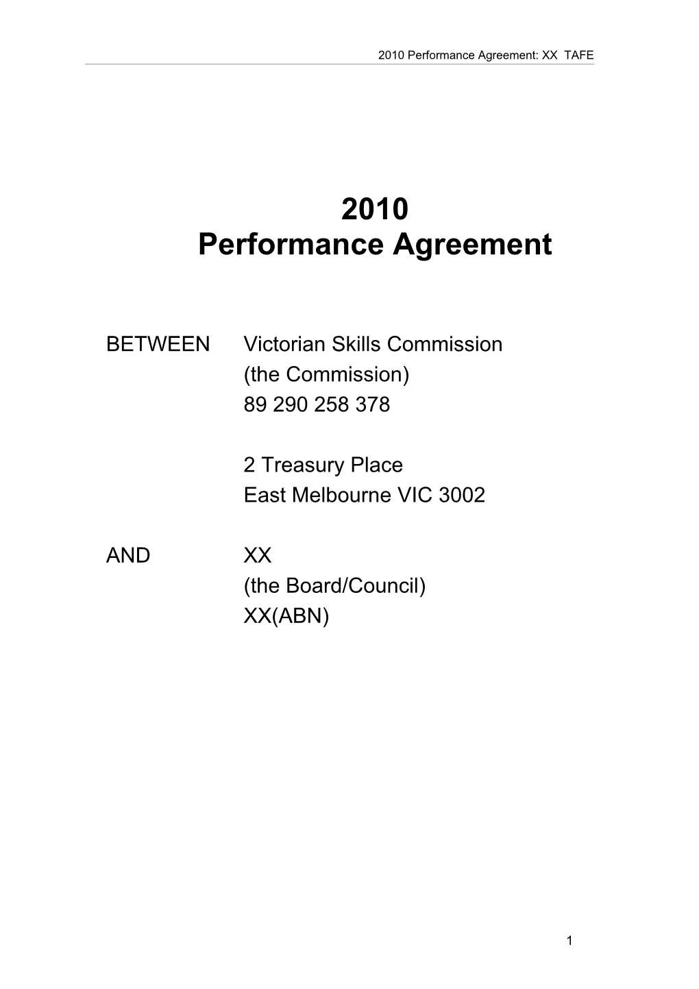 2010 TAFE Performance Agreement