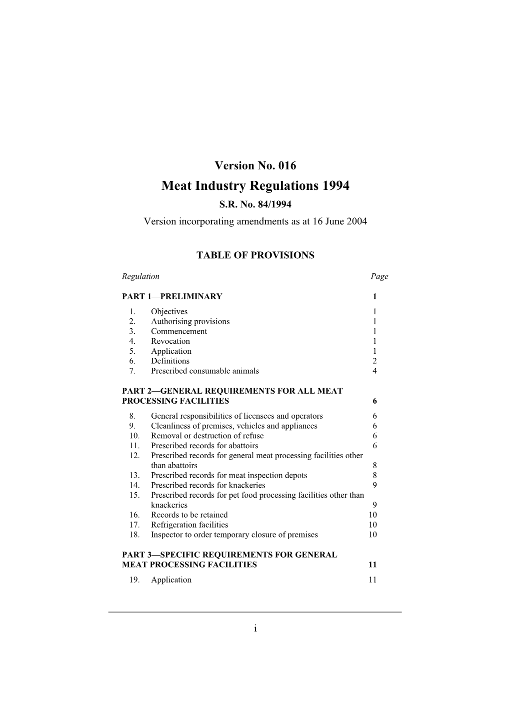 Meat Industry Regulations 1994