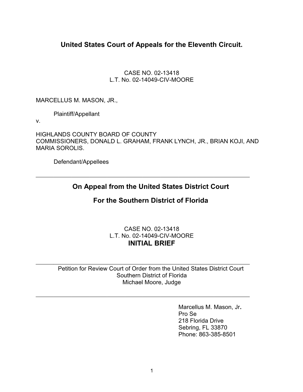 United States Court Of Appeals For The Eleventh Circuit