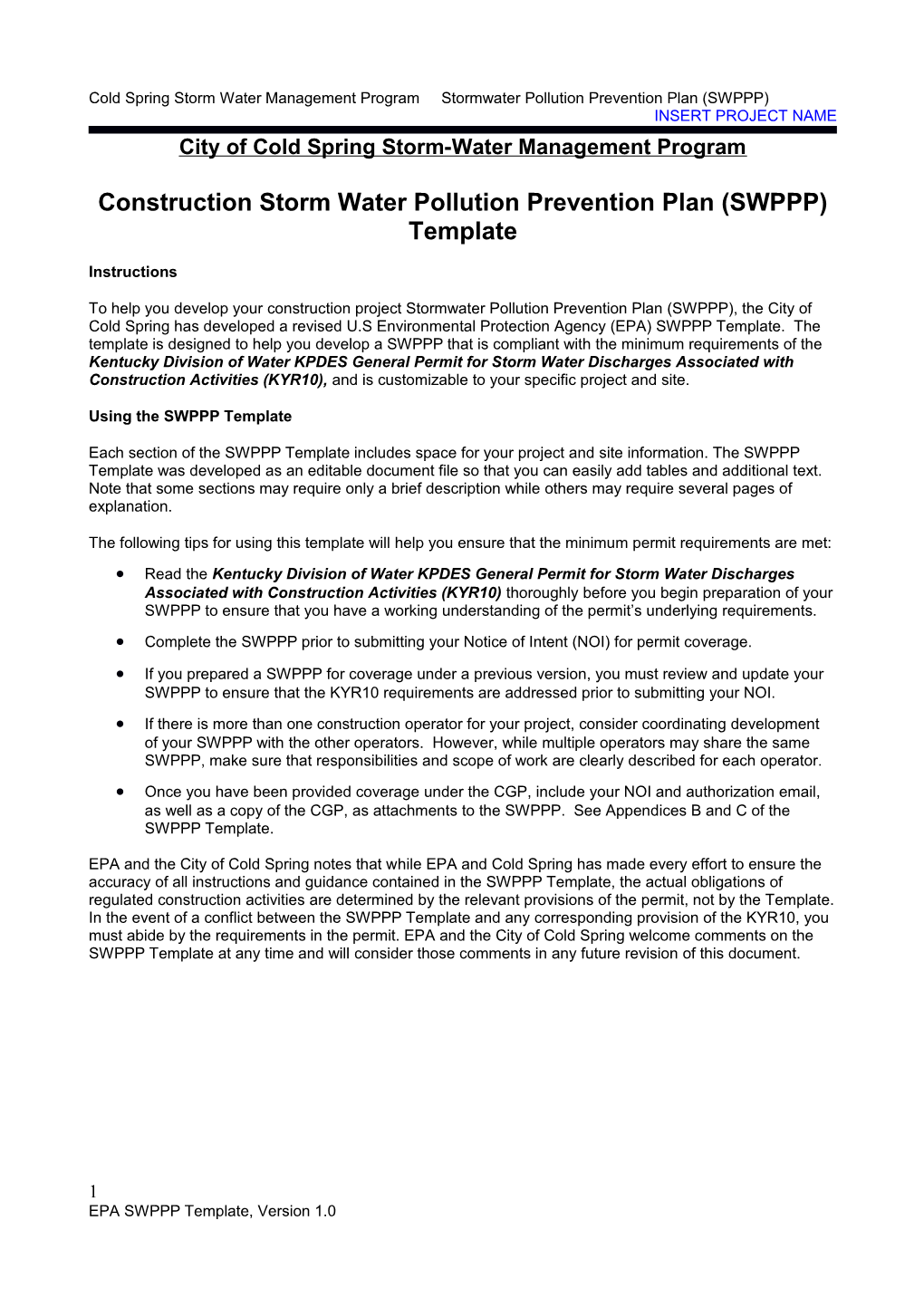 Stormwater Pollution Prevention Plan Template s2