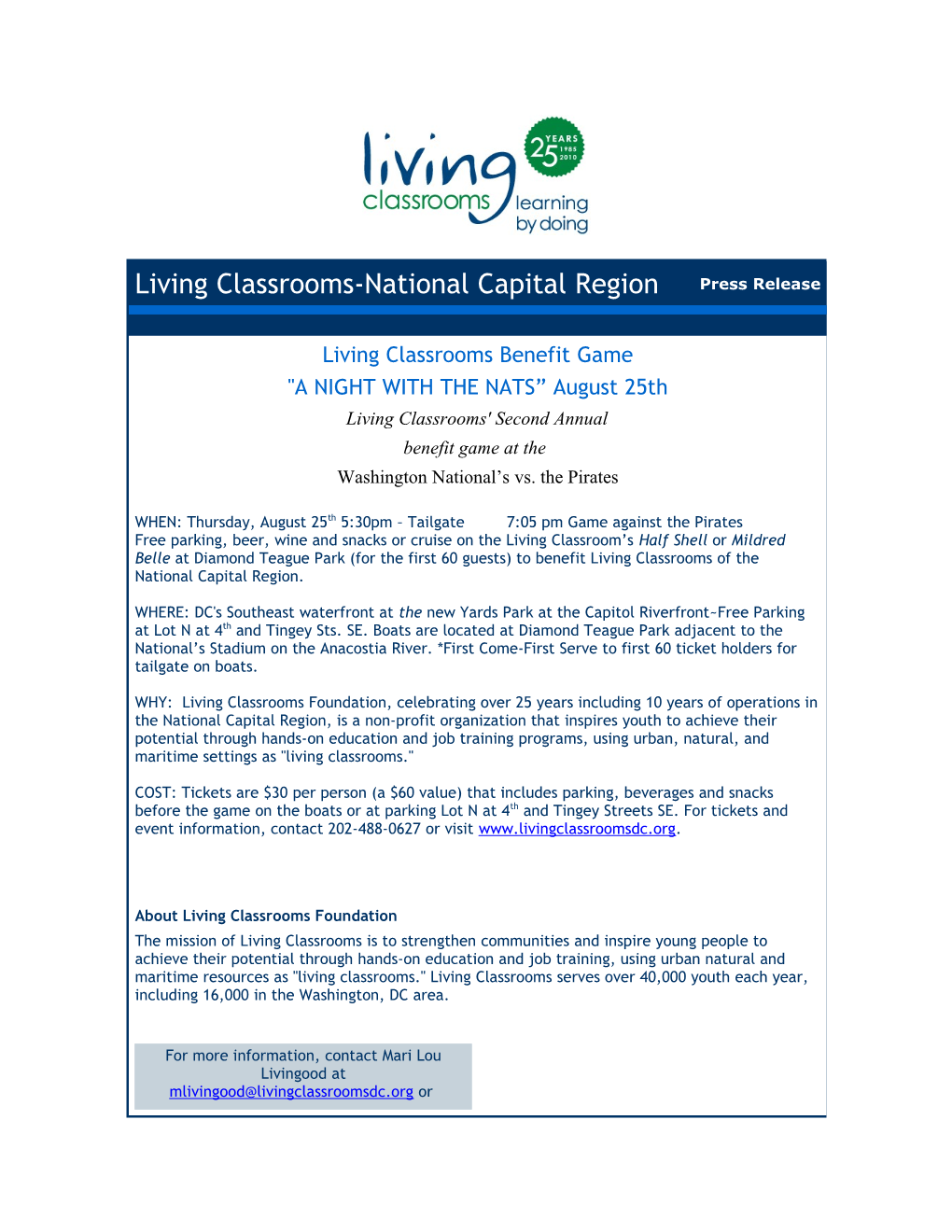 Living Classrooms-National Capital Region