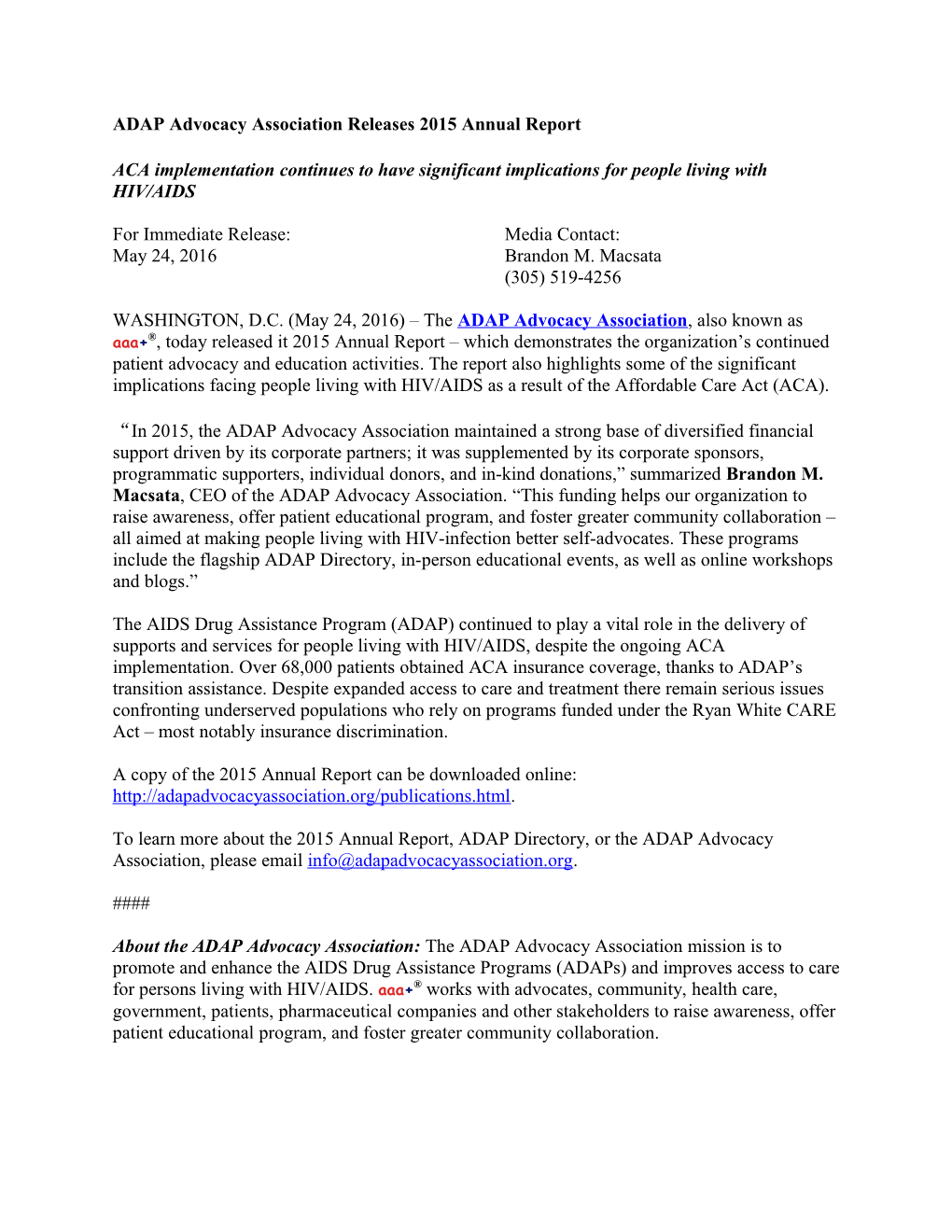 ACA Implementation Continues to Have Significant Implications for People Living with HIV/AIDS