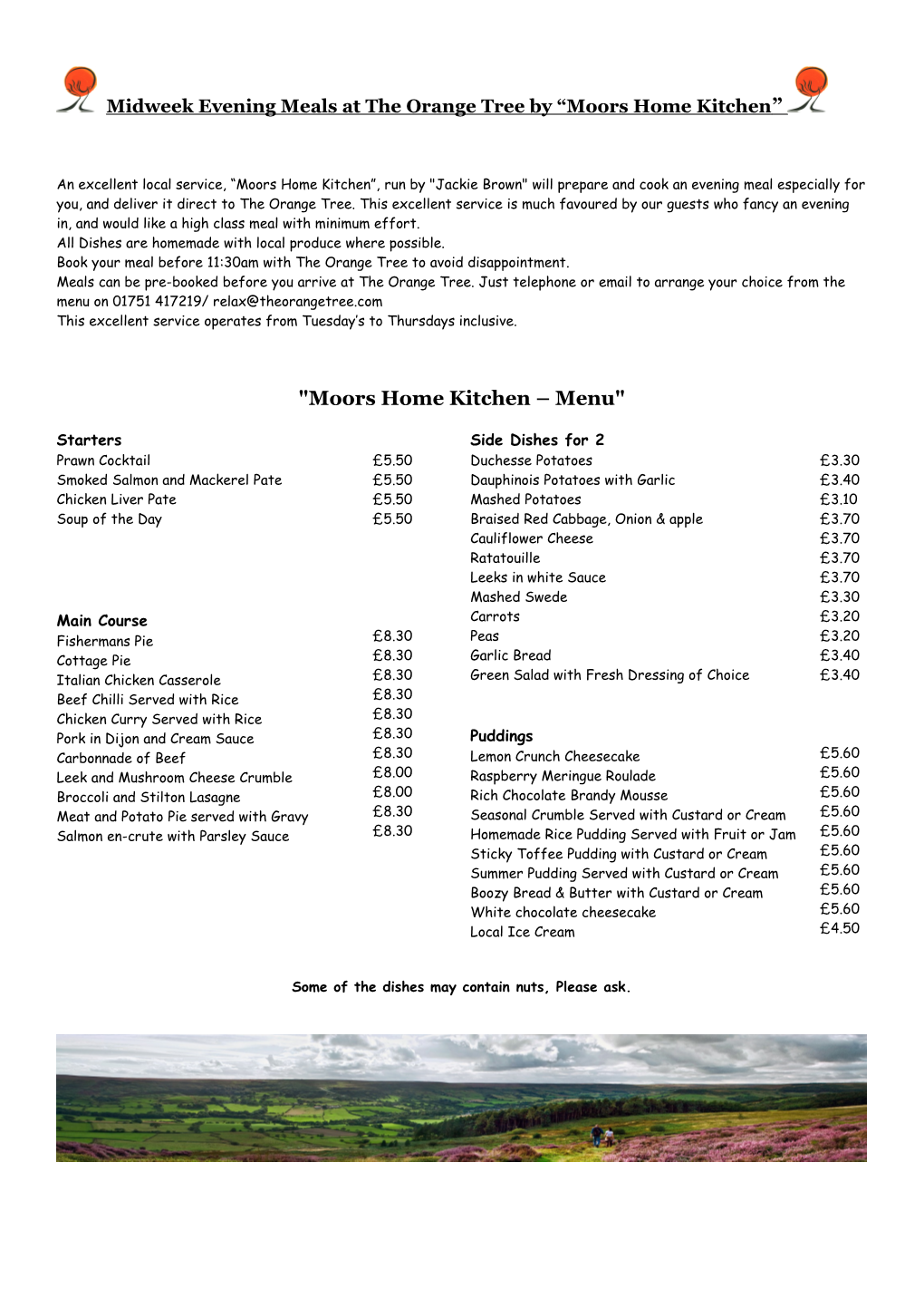 Midweek Evening Meals at the Orange Tree by Moors Home Kitchen