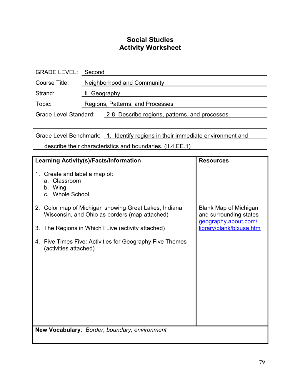 Activity Worksheet