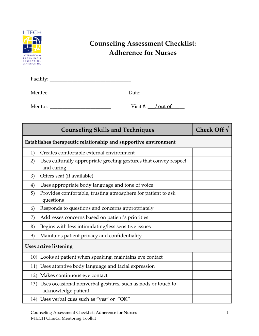Training Implementation Assessment Tool for Nurses s1