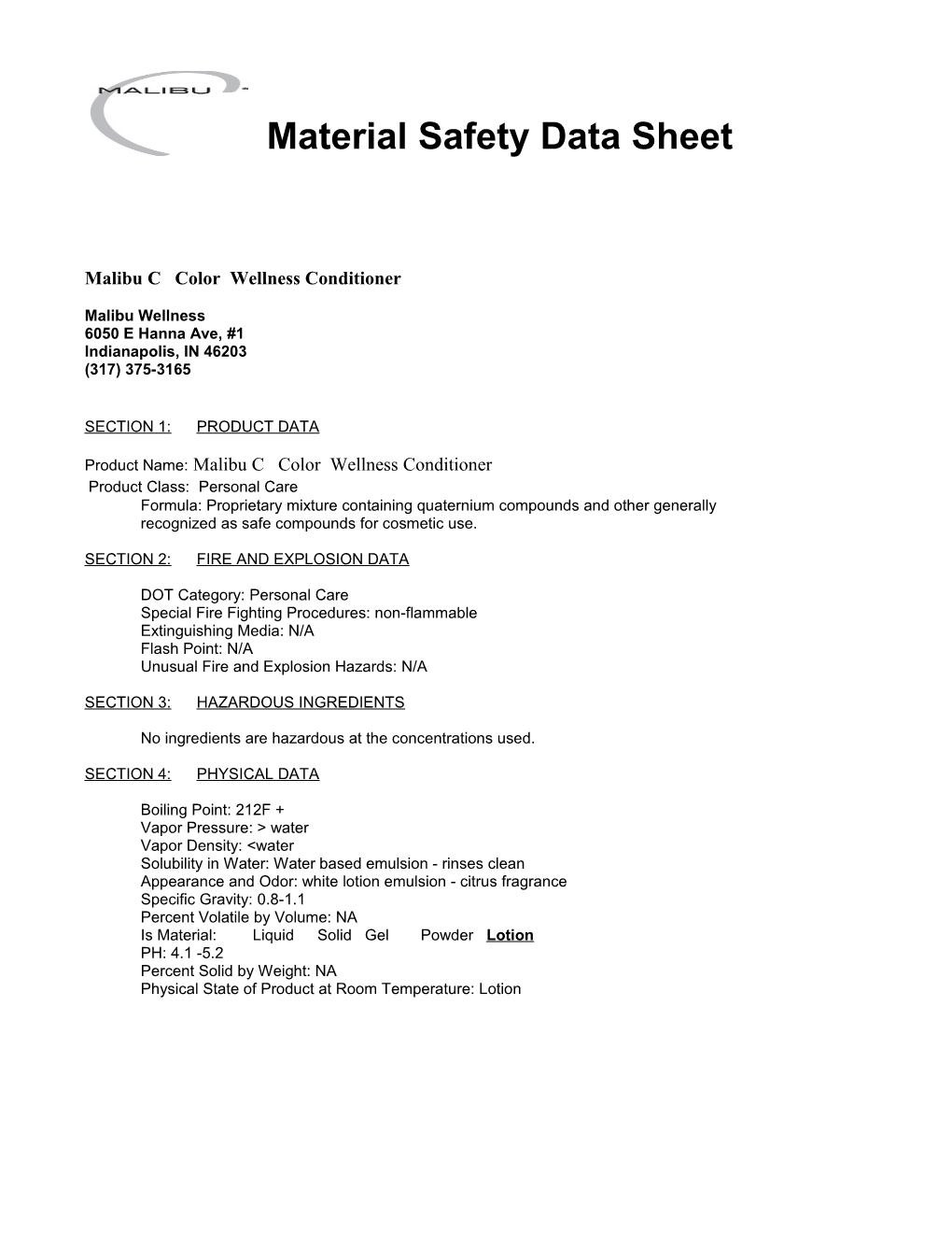 Material Safety Data Sheet s146