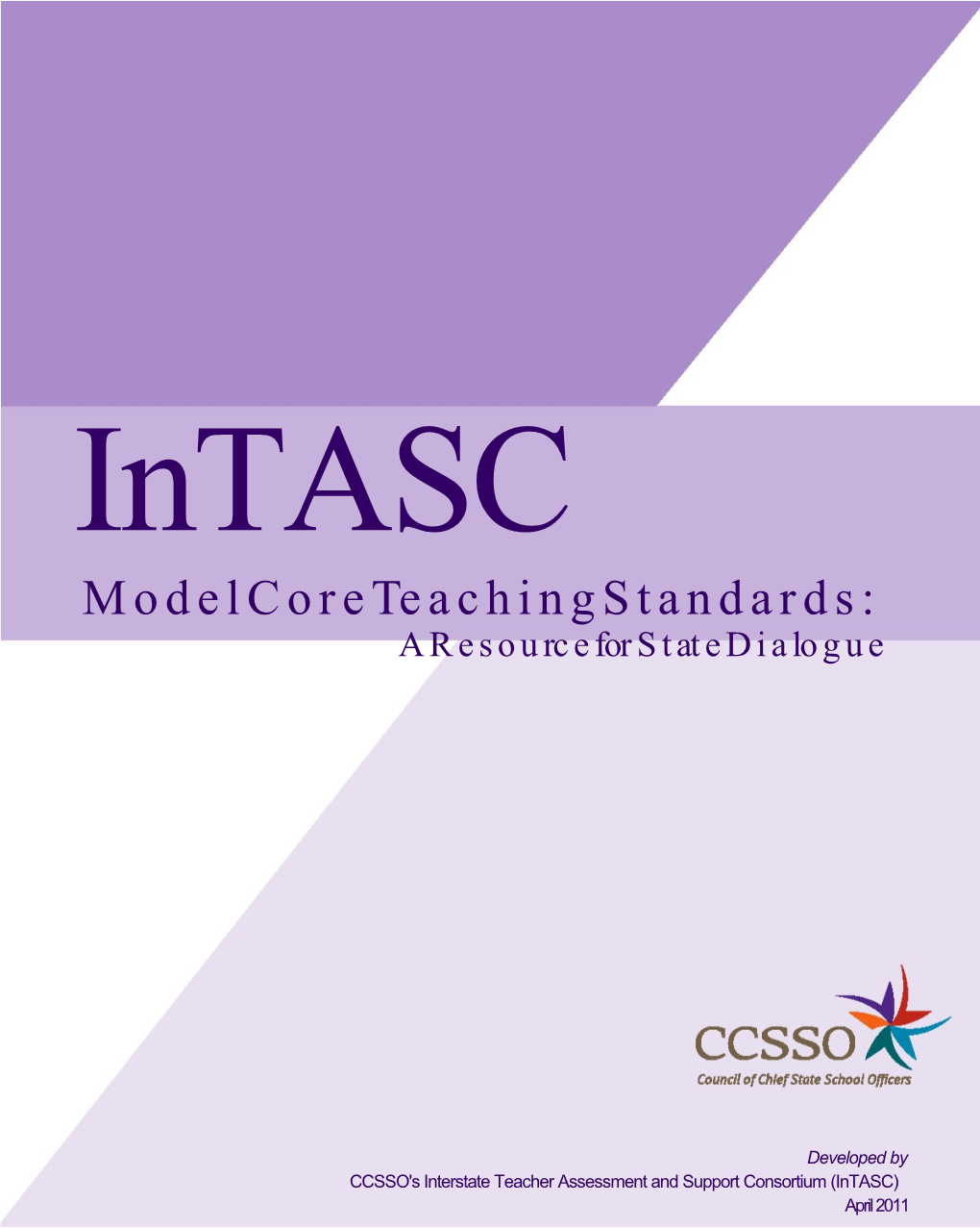 CCSSO's Interstate Teacher Assessment and Support Consortium (Intasc)