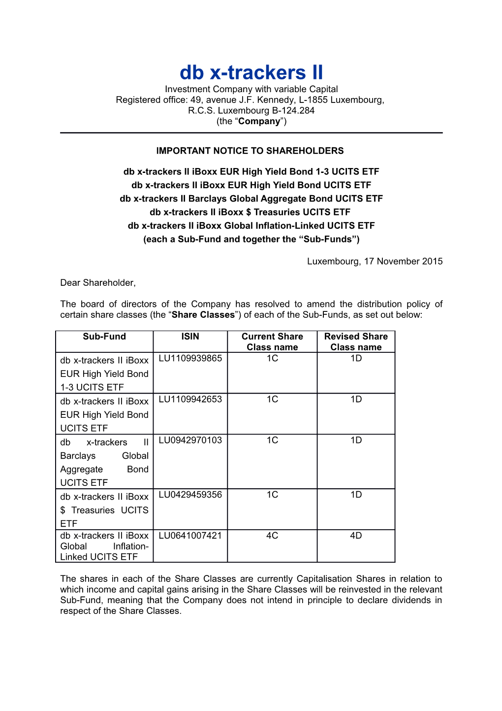 Db X-Trackers II Iboxx EUR High Yield Bond 1-3 UCITS ETF