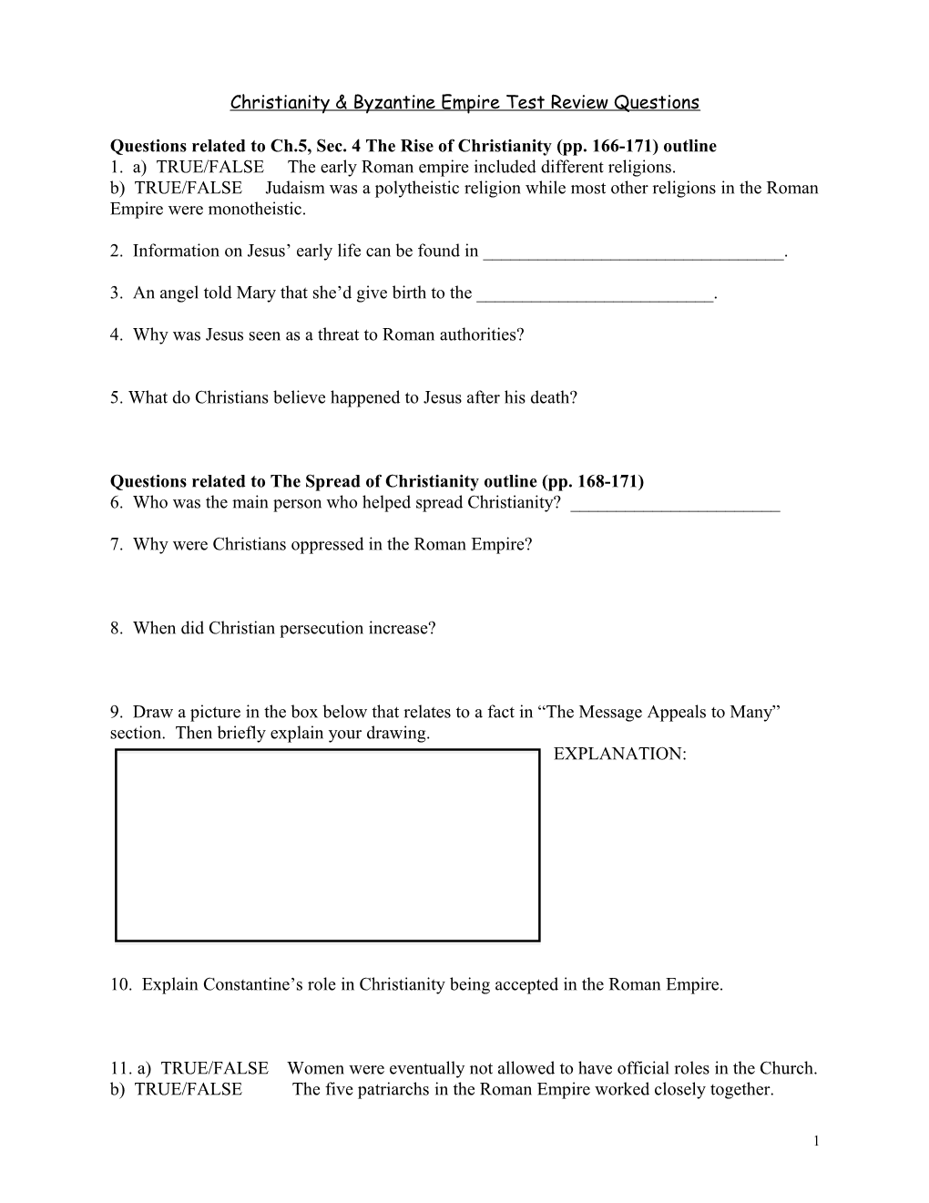 Byzantine Empire Quiz Review Questions