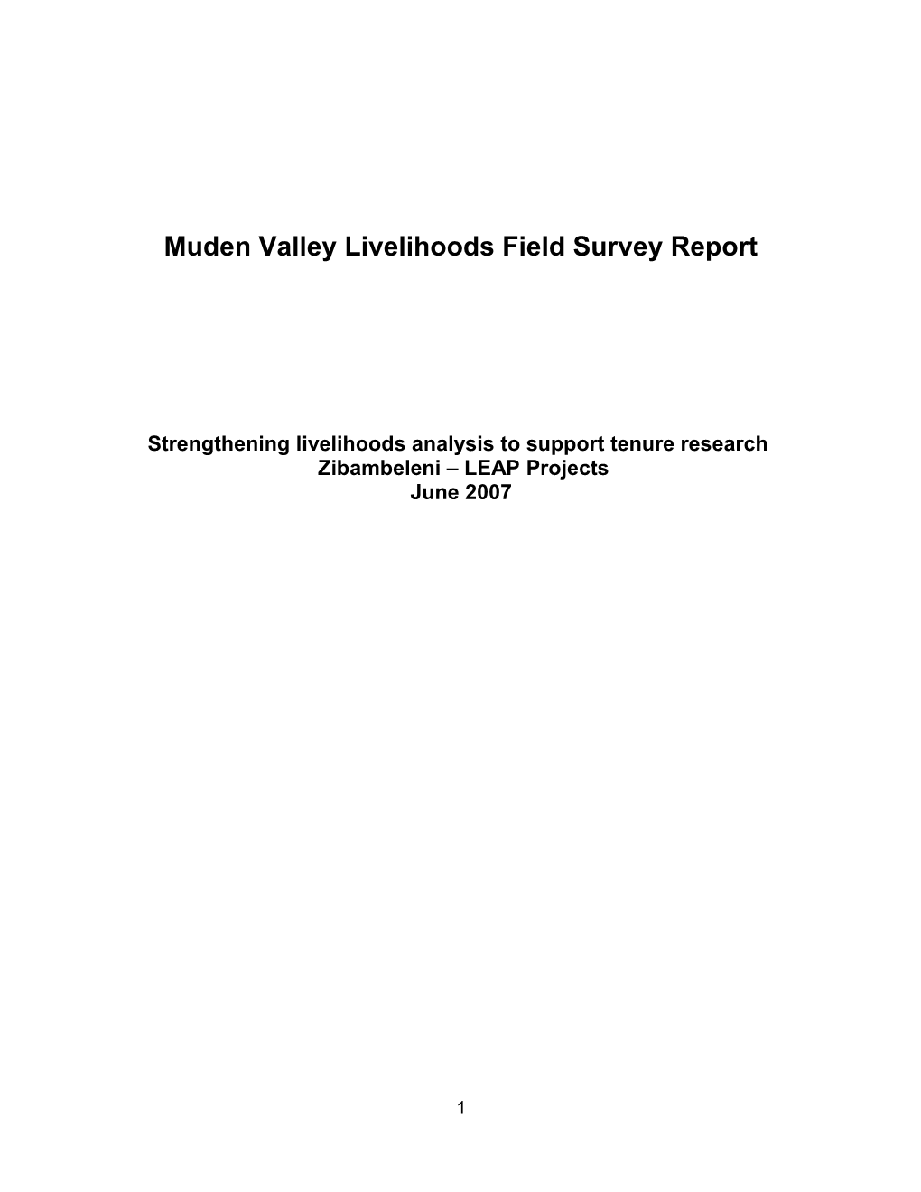 Muden Valley Livelihoods Field Survey Report