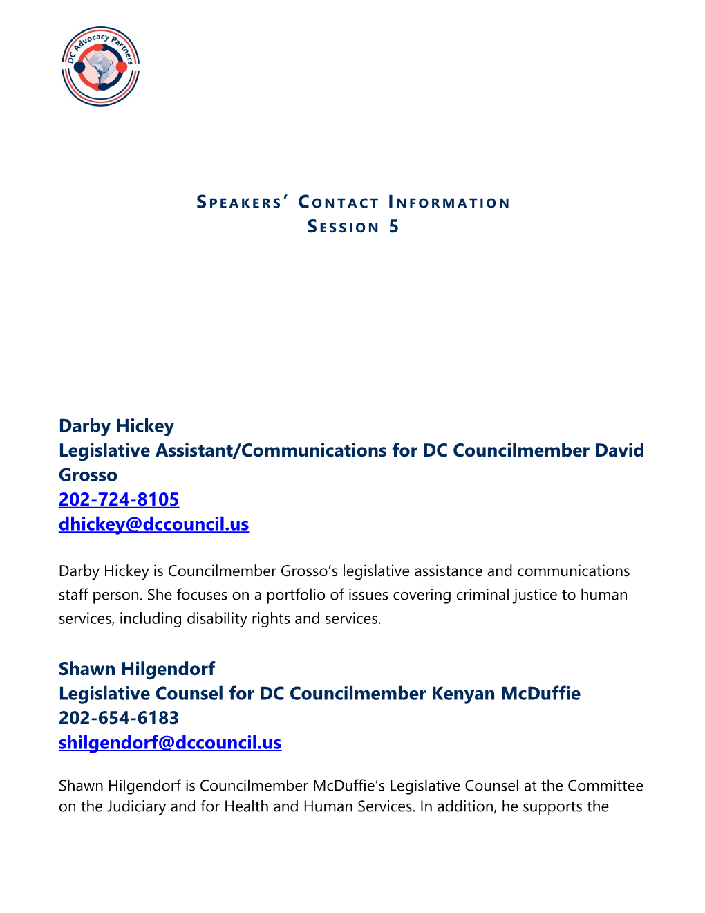 Legislative Assistant/Communications for DC Councilmember David Grosso