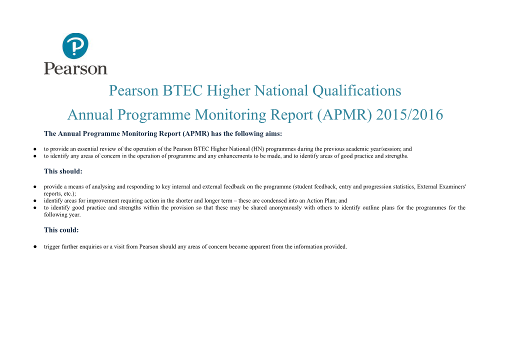 Pearson BTEC Higher National Qualifications