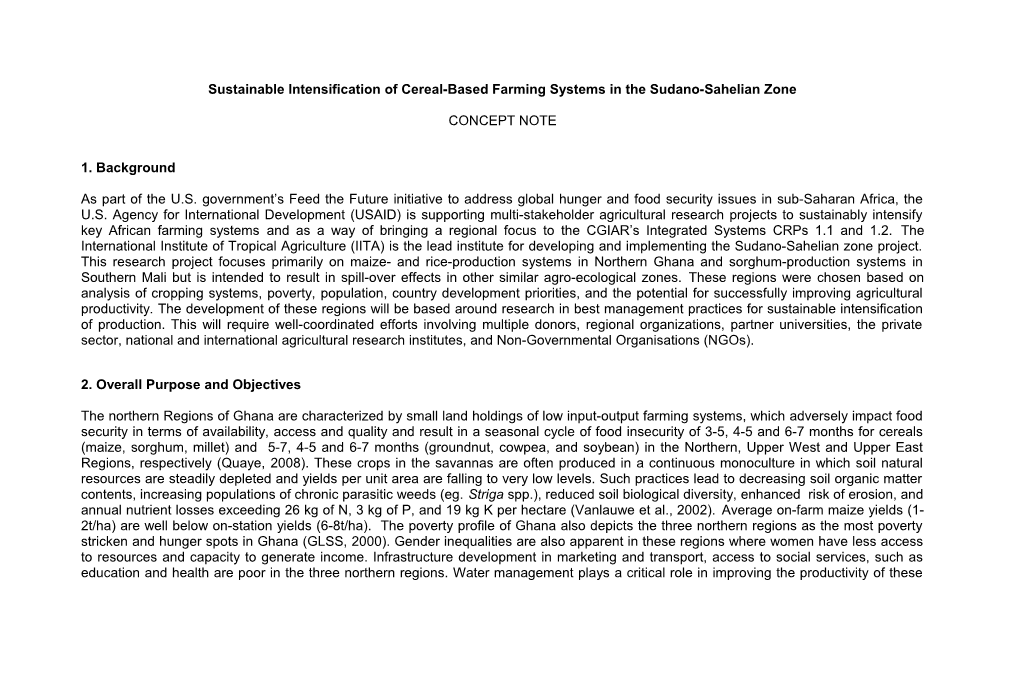 Sustainable Intensification of Maize-Based Farming Systems in the Sudano-Sahelian Zone