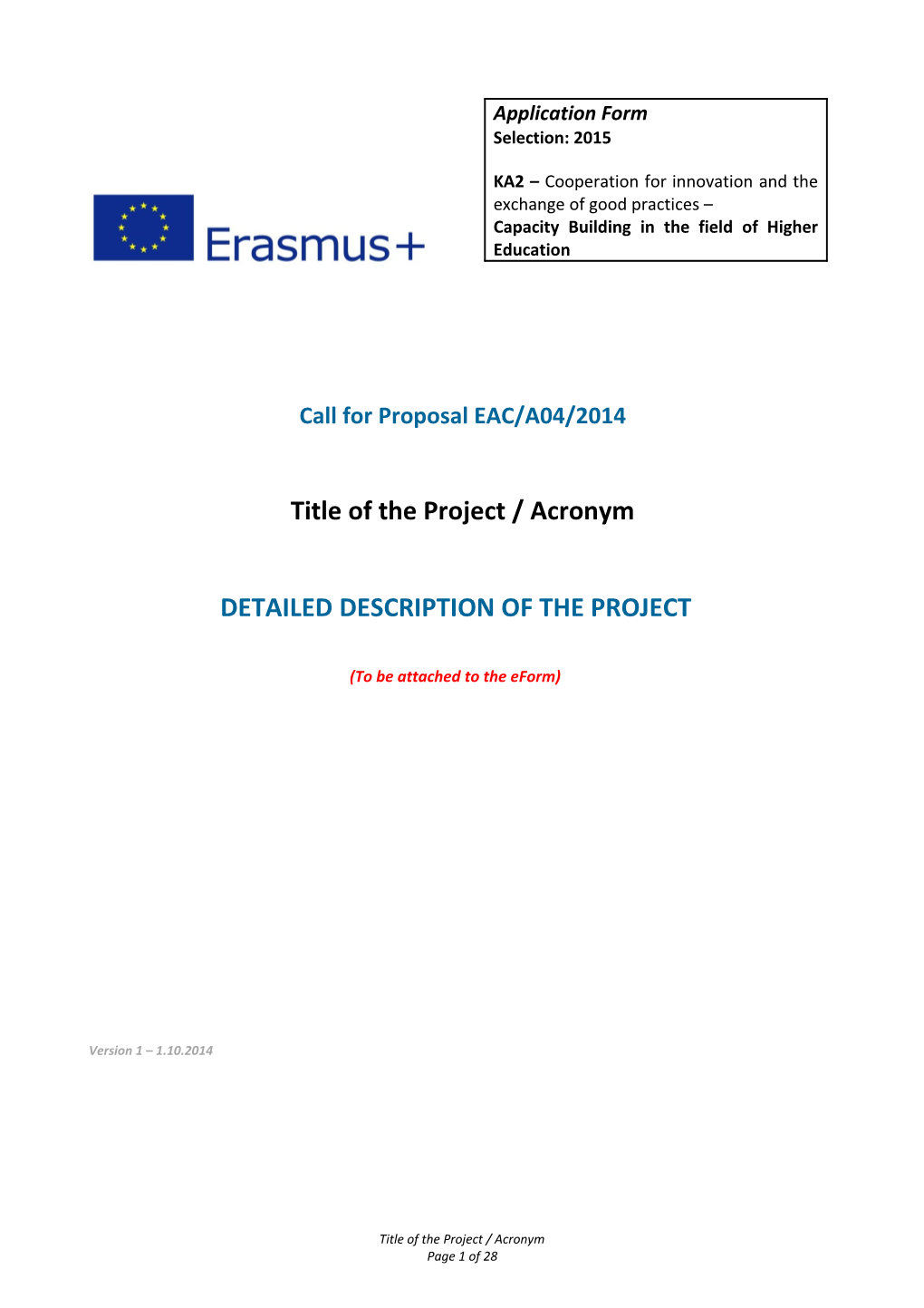 Call for Proposal EAC/A04/2014