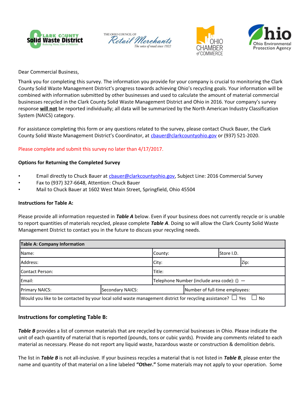 Options for Returning the Completed Survey s1