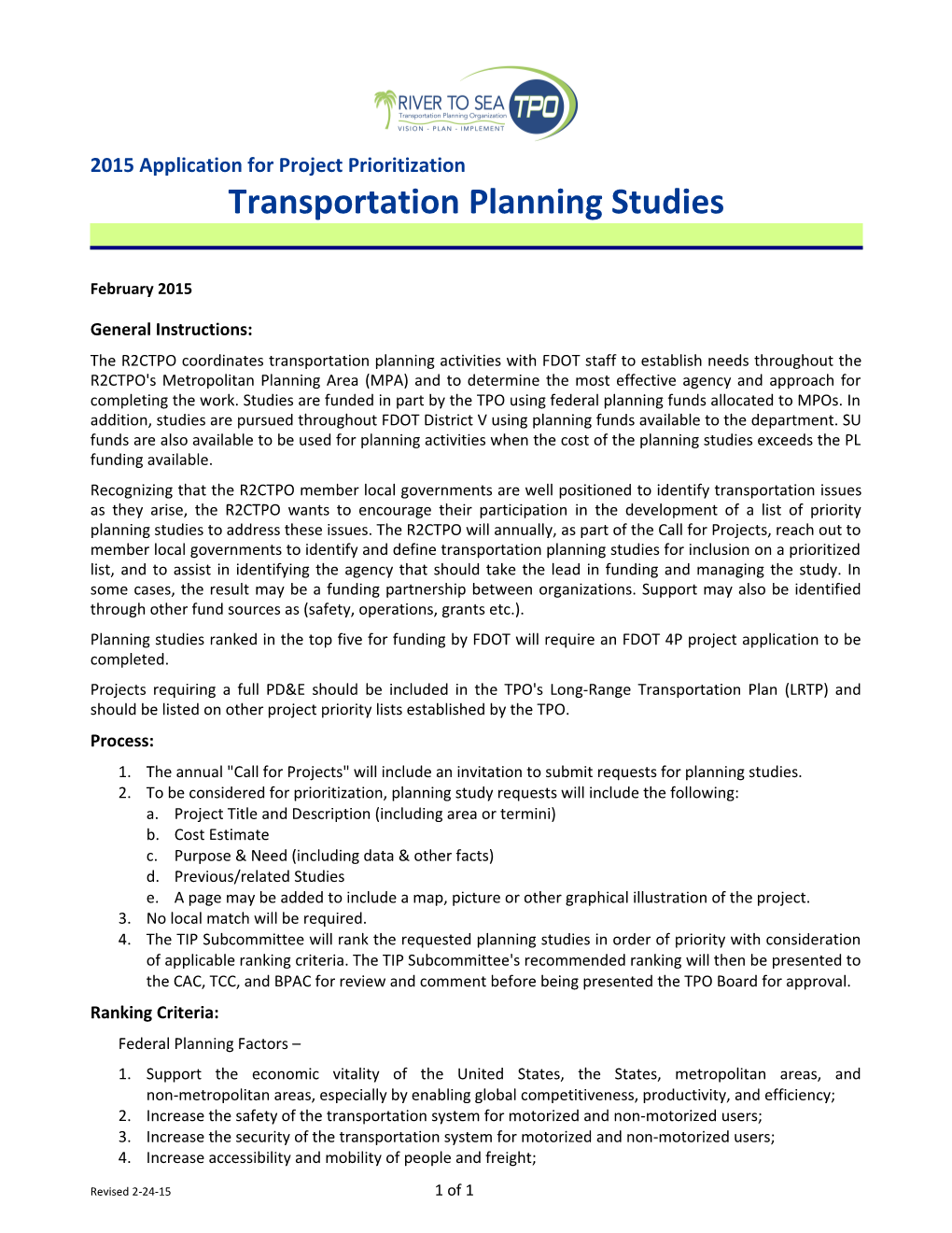 Transportation Enhancement Project Funding Application